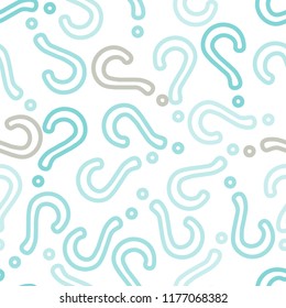 Quiz seamless pattern. Question marks, doubt, faq background. Simple endless repeating motif. Poll, survey, interrogation, query background. Template for opinion poll, public pollVector illustration.