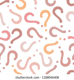 Quiz seamless pattern. Question marks, doubt, faq background. Simple endless repeating motif. Poll, survey, interrogation, query background. Template for opinion poll, public pollVector illustration.