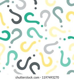 Quiz seamless pattern. Question marks, doubt, faq background. Simple endless repeating motif. Poll, survey, interrogation, query background. Template for opinion poll, public pollVector illustration.
