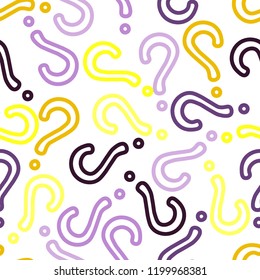 Quiz seamless pattern. Question marks, doubt, faq background. Simple endless repeating motif. Poll, survey, interrogation, query background. Template for opinion poll, public pollVector illustration.