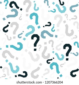 Quiz Seamless Pattern. Question Marks, Doubt, Faq Background. Simple Endless Repeating Motif. Poll, Survey, Interrogation, Query Background. Template For Opinion Poll, Public PollVector Illustration.