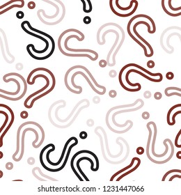 Quiz seamless pattern. Question marks, doubt, faq background. Simple endless repeating motif. Poll, survey, interrogation, query background. Template for opinion poll, public pollVector illustration.