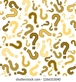 Quiz seamless pattern. Question marks, doubt, faq background. Simple endless repeating motif. Poll, survey, interrogation, query background. Template for opinion poll, public pollVector illustration.