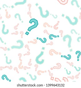 Quiz seamless pattern. Question marks, doubt, faq background. Simple endless repeating motif. Poll, survey, interrogation, query background. Template for opinion poll, public poll Vector illustration.
