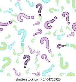 Quiz seamless pattern. Question marks, doubt, faq background. Simple endless repeating motif. Poll, survey, interrogation, query background. Template for opinion poll, public poll Vector illustration.