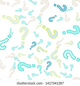 Quiz seamless pattern. Question marks, doubt, faq background. Simple endless repeating motif. Poll, survey, interrogation, query background. Template for opinion poll, public poll Vector illustration.