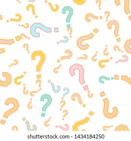 Quiz seamless pattern. Question marks, doubt, faq background. Simple endless repeating motif. Poll, survey, interrogation, query background. Template for opinion poll, public poll Vector illustration.