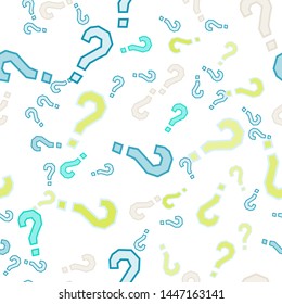 Quiz seamless pattern. Question marks, doubt, faq background. Simple endless repeating motif. Poll, survey, interrogation, query background. Template for opinion poll, public poll Vector illustration.
