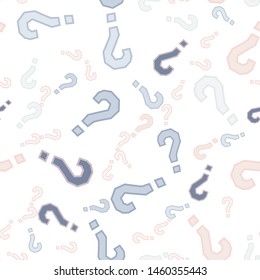 Quiz seamless pattern. Question marks, doubt, faq background. Simple endless repeating motif. Poll, survey, interrogation, query background. Template for opinion poll, public poll Vector illustration.