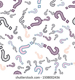Quiz seamless pattern. Question marks, doubt, faq background. Simple endless repeating motif. Poll, survey, interrogation, query background. Template for opinion poll, public poll Vector illustration.