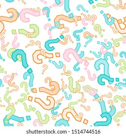 Quiz seamless pattern. Question marks, doubt, faq background. Simple endless repeating motif. Poll, survey, interrogation, query background. Template for opinion poll, public poll Vector illustration.