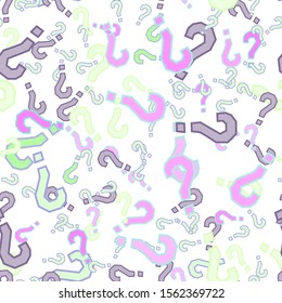 Quiz seamless pattern. Question marks, doubt, faq background. Simple endless repeating motif. Poll, survey, interrogation, query background. Template for opinion poll, public poll Vector illustration.