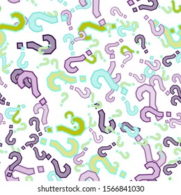 Quiz seamless pattern. Question marks, doubt, faq background. Simple endless repeating motif. Poll, survey, interrogation, query background. Template for opinion poll, public poll Vector illustration.