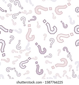Quiz seamless pattern. Question marks, doubt, faq background. Simple endless repeating motif. Poll, survey, interrogation, query background. Template for opinion poll, public poll Vector illustration.