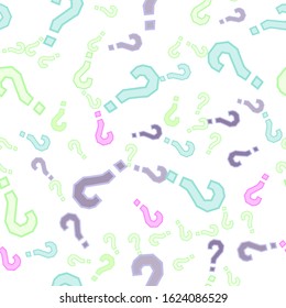 Quiz seamless pattern. Question marks, doubt, faq background. Simple endless repeating motif. Poll, survey, interrogation, query background. Template for opinion poll, public poll Vector illustration.