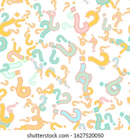 Quiz seamless pattern. Question marks, doubt, faq background. Simple endless repeating motif. Poll, survey, interrogation, query background. Template for opinion poll, public poll Vector illustration.