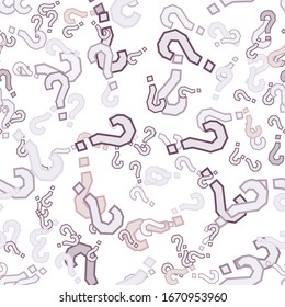Quiz seamless pattern. Question marks, doubt, faq background. Simple endless repeating motif. Poll, survey, interrogation, query background. Template for opinion poll, public poll Vector illustration.
