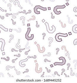 Quiz seamless pattern. Question marks, doubt, faq background. Simple endless repeating motif. Poll, survey, interrogation, query background. Template for opinion poll, public poll Vector illustration.