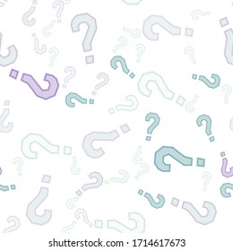 Quiz seamless pattern. Question marks, doubt, faq background. Simple endless repeating motif. Poll, survey, interrogation, query background. Template for opinion poll, public poll Vector illustration.