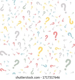 Quiz seamless pattern. Question marks, doubt, faq background. Simple endless repeating motif. Vector illustration.