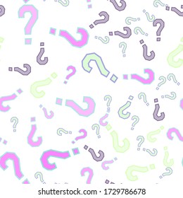 Quiz seamless pattern. Question marks, doubt, faq background. Simple endless repeating motif. Poll, survey, interrogation, query background. Template for opinion poll, public poll Vector illustration.