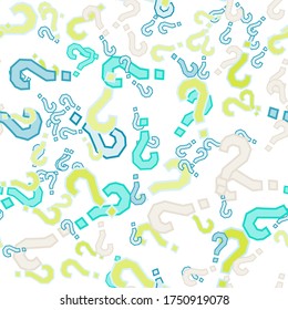 Quiz seamless pattern. Question marks, doubt, faq background. Simple endless repeating motif. Poll, survey, interrogation, query background. Template for opinion poll, public poll Vector illustration.