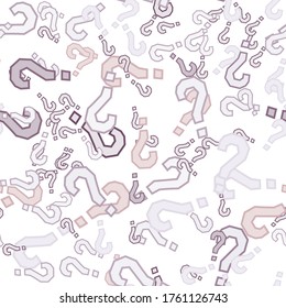 Quiz seamless pattern. Question marks, doubt, faq background. Simple endless repeating motif. Poll, survey, interrogation, query background. Template for opinion poll, public poll Vector illustration.