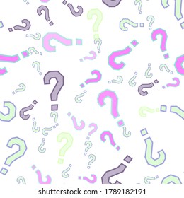 Quiz seamless pattern. Question marks, doubt, faq background. Simple endless repeating motif. Poll, survey, interrogation, query background. Template for opinion poll, public poll Vector illustration.