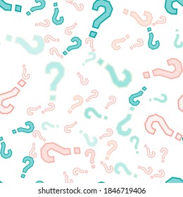 Quiz seamless pattern. Question marks, doubt, faq background. Simple endless repeating motif. Poll, survey, interrogation, query background. Template for opinion poll, public poll Vector illustration.