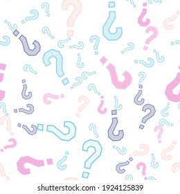 Quiz seamless pattern. Question marks, doubt, faq background. Simple endless repeating motif. Poll, survey, interrogation, query background. Template for opinion poll, public poll Vector illustration.