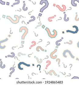 Quiz Seamless Pattern. Question Marks, Doubt, Faq Background. Simple Endless Repeating Motif. Poll, Survey, Interrogation, Query Background. Template For Opinion Poll, Public Poll Vector Illustration.