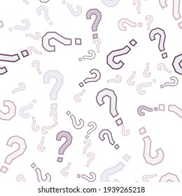 Quiz seamless pattern. Question marks, doubt, faq background. Simple endless repeating motif. Poll, survey, interrogation, query background. Template for opinion poll, public poll Vector illustration.