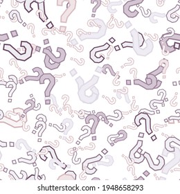 Quiz seamless pattern. Question marks, doubt, faq background. Simple endless repeating motif. Poll, survey, interrogation, query background. Template for opinion poll, public poll Vector illustration.