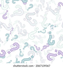 Quiz seamless pattern. Question marks, doubt, faq background. Simple endless repeating motif. Poll, survey, interrogation, query background. Template for opinion poll, public poll Vector illustration.