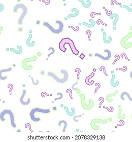 Quiz seamless pattern. Question marks, doubt, faq background. Simple endless repeating motif. Poll, survey, interrogation, query background. Template for opinion poll, public poll Vector illustration.