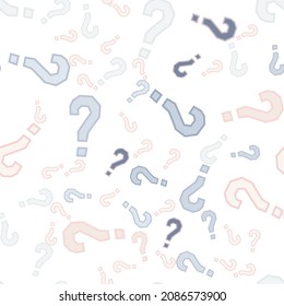 Quiz seamless pattern. Question marks, doubt, faq background. Simple endless repeating motif. Poll, survey, interrogation, query background. Template for opinion poll, public poll Vector illustration.