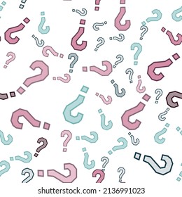 Quiz seamless pattern. Question marks, doubt, faq background. Simple endless repeating motif. Poll, survey, interrogation, query background. Template for opinion poll, public poll Vector illustration.