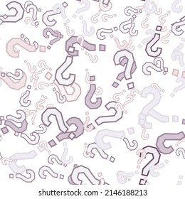 Quiz seamless pattern. Question marks, doubt, faq background. Simple endless repeating motif. Poll, survey, interrogation, query background. Template for opinion poll, public poll Vector illustration.