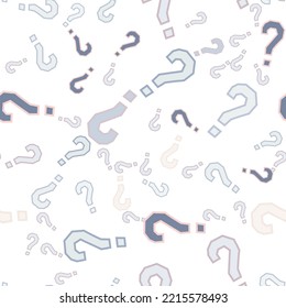 Quiz seamless pattern. Question marks, doubt, faq background. Simple endless repeating motif. Poll, survey, interrogation, query background. Template for opinion poll, public poll Vector illustration.