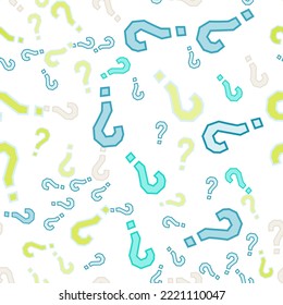 Quiz seamless pattern. Question marks, doubt, faq background. Simple endless repeating motif. Poll, survey, interrogation, query background. Template for opinion poll, public poll Vector illustration.