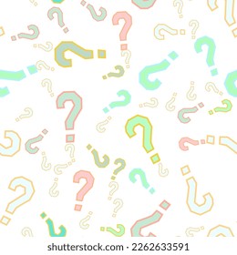 Quiz seamless pattern. Question marks, doubt, faq background. Simple endless repeating motif. Poll, survey, interrogation, query background. Template for opinion poll, public poll Vector illustration.