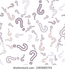 Quiz seamless pattern. Question marks, doubt, faq background. Simple endless repeating motif. Poll, survey, interrogation, query background. Template for opinion poll, public poll Vector illustration.