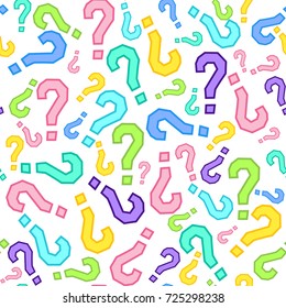 Quiz seamless pattern. Question marks background. Online quiz endless repeating pattern. Vector illustration.