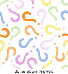 Quiz seamless pattern. Question marks, doubt, faq background. Simple endless repeating motif. Vector illustration.
