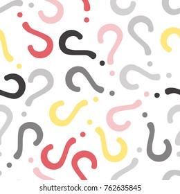 Quiz seamless pattern. Question marks, doubt, faq background. Simple endless repeating motif. Vector illustration.
