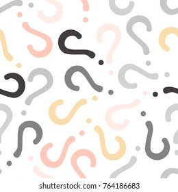 Quiz seamless pattern. Question marks, doubt, faq background. Simple endless repeating motif. Vector illustration.