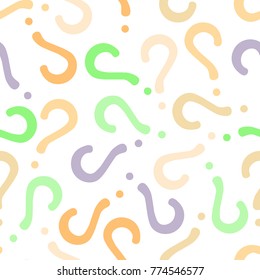 Quiz seamless pattern. Question marks, doubt, faq background. Simple endless repeating motif. Vector illustration.