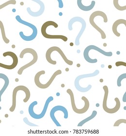 Quiz seamless pattern. Question marks, doubt, faq background. Simple endless repeating motif. Vector illustration.