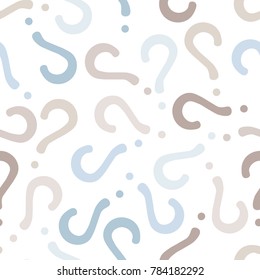 Quiz seamless pattern. Question marks, doubt, faq background. Simple endless repeating motif. Vector illustration.