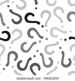 Quiz seamless pattern. Question marks, doubt, faq background. Simple endless repeating motif. Vector illustration.